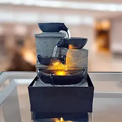 Fonte de Água Decorativa de Mesa Oriental com LED