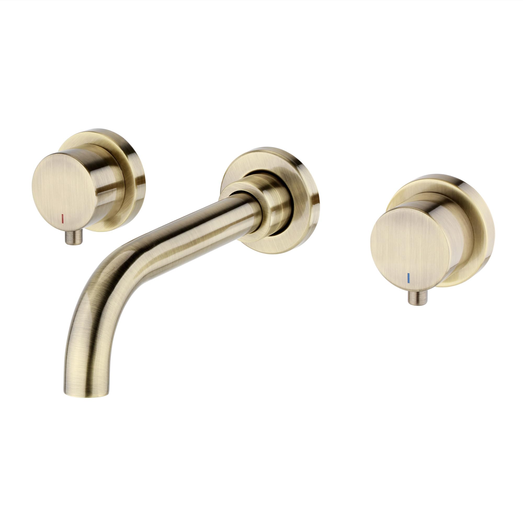 ENKI, Zara, BT2005, Antique Brass, Wall Mounted Basin Mixer Tap, Twin Levers, 3 Hole, Solid Brass, Easy Clean, Modern Design, Easy to Install, 1-Year Guarantee โ image 1