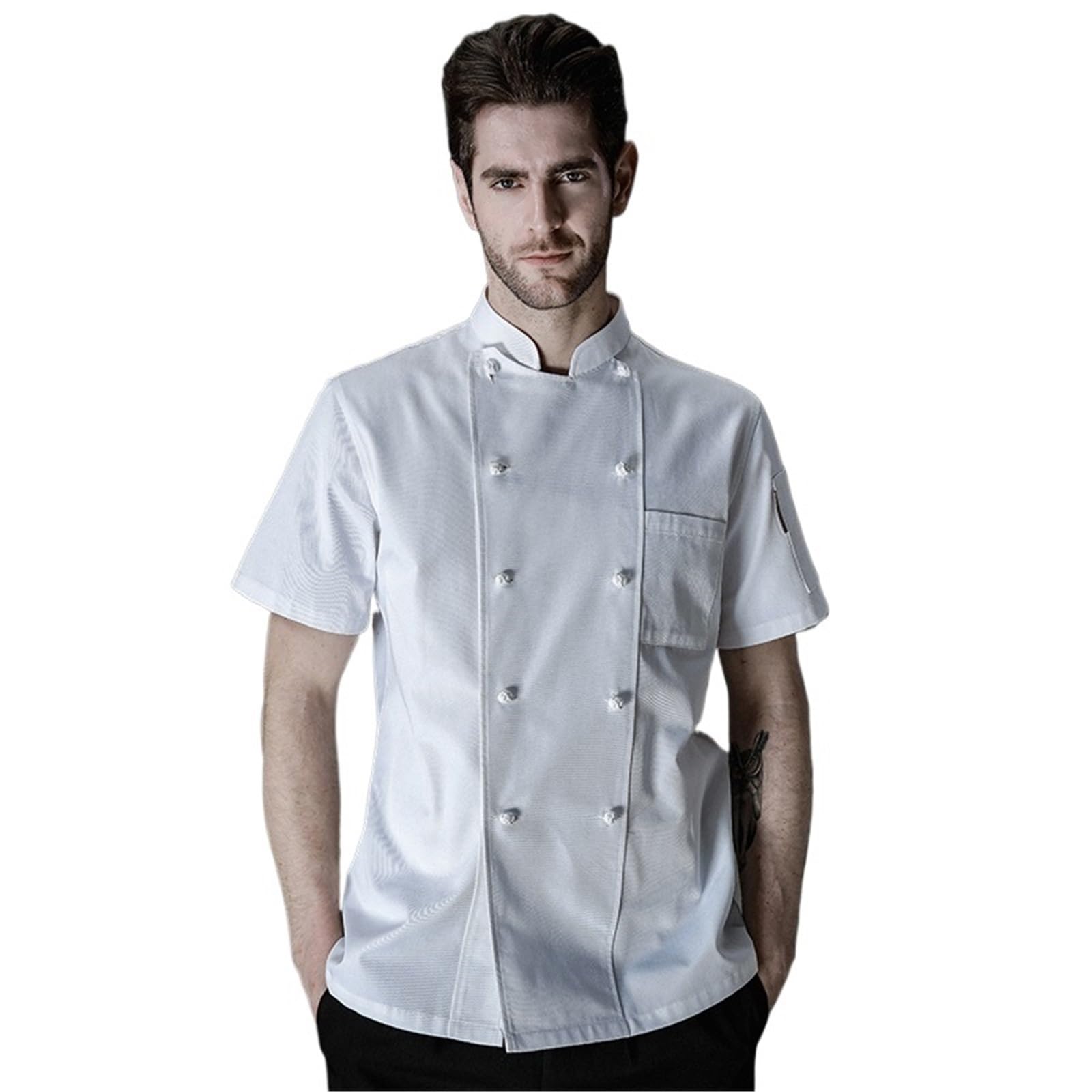Divisa da Cuoco Giacca da Cuoco Estiva, Giacca da Cuoco Doppiopetto, Abbigliamento da Lavoro for Hotel, ristoranti, panetterie, Uomini, Uniforme Professionale da Cuoco per Chef(XXXL)