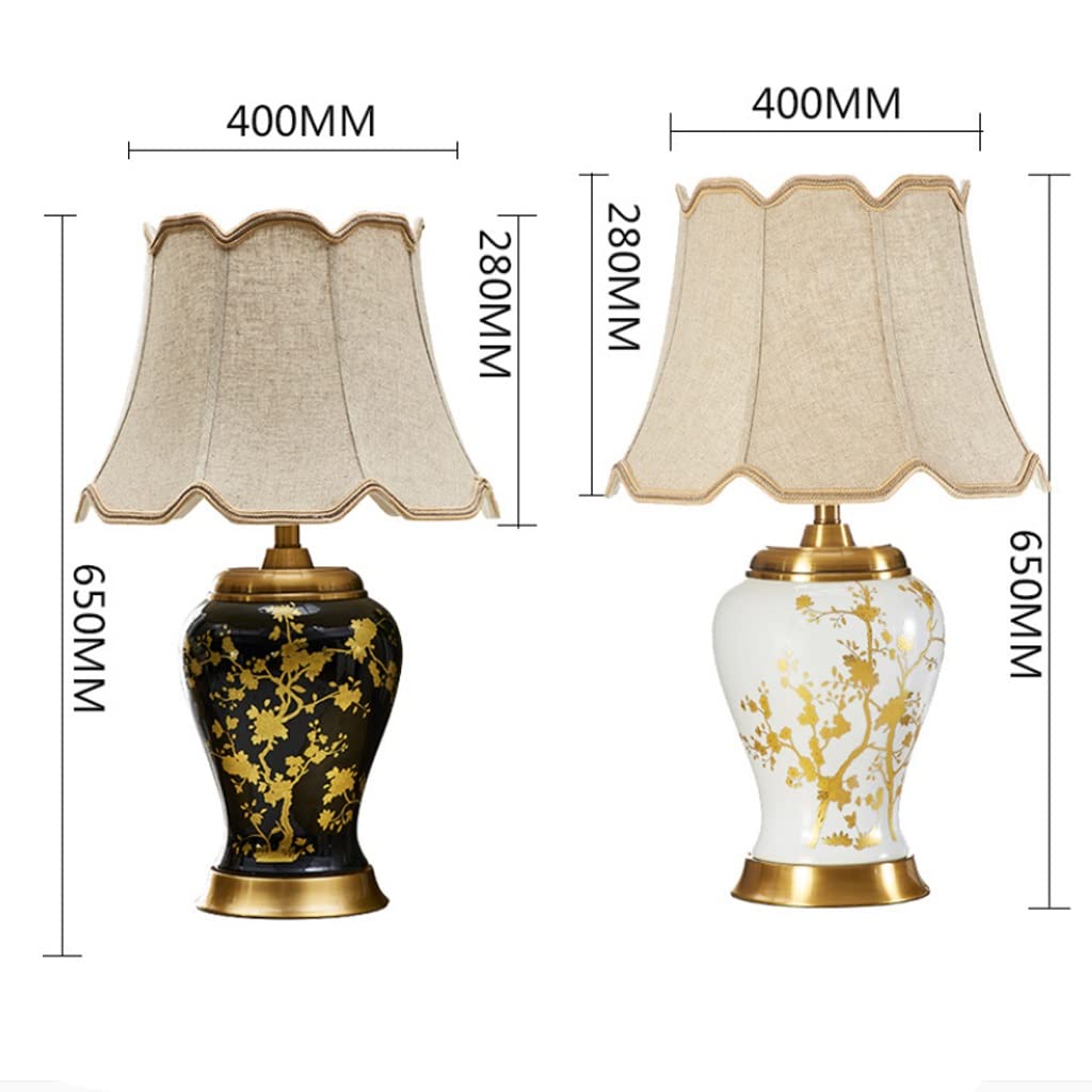 Lampe de Table rétro en céramique Noire et dorée, Lampe de décoration pour Chambre d'hôtel, veilleuse d'ambiance pour Chambre à Coucher