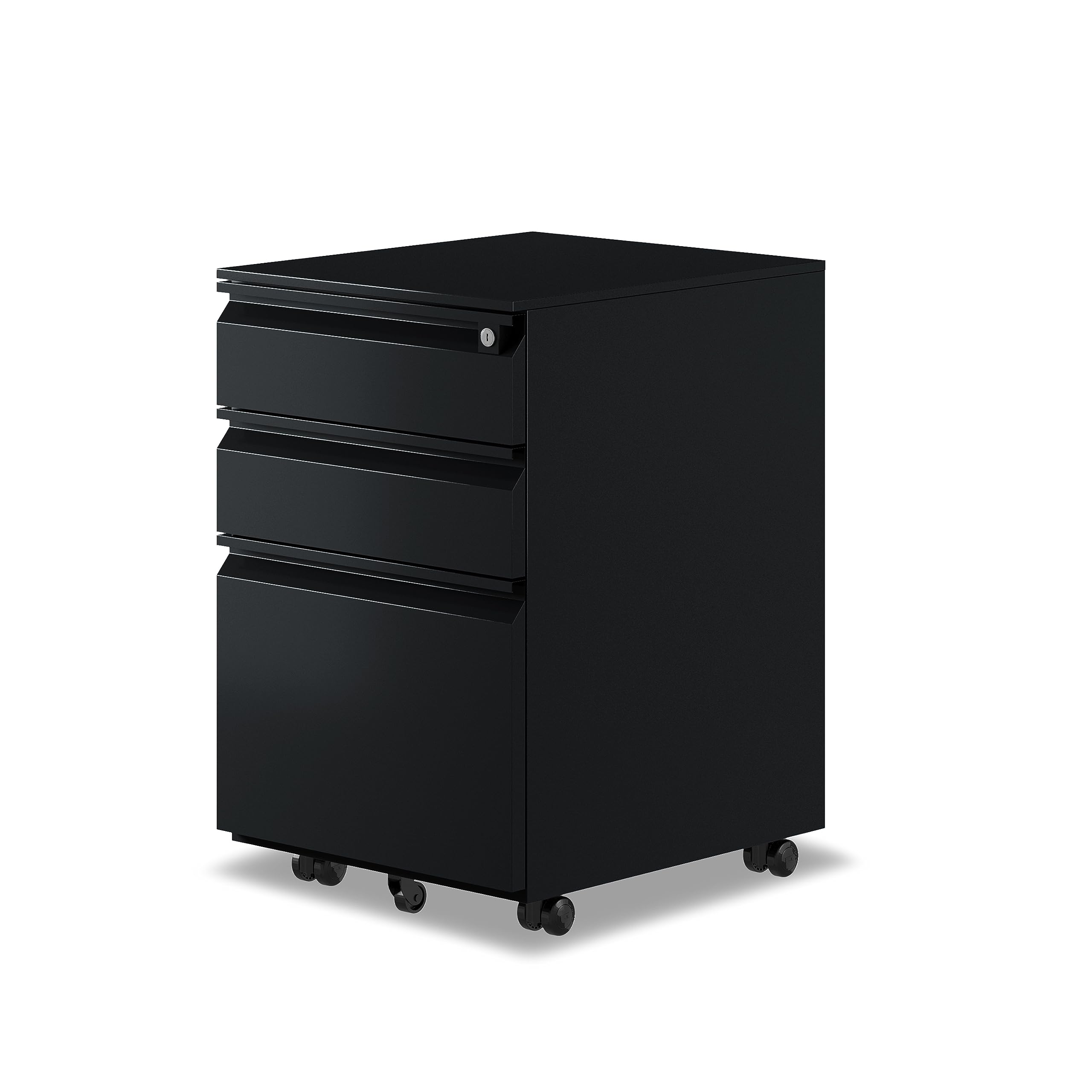 Sanoolir 3-Drawer Mobile File Cabinets Rolling ?Vertical Metal Filing Cabinet for Legal & Letter File Anti-tilt Design with Lock Under Desk Office Drawers Fully Assembled (Black)