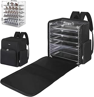 Miniatures Storage Case with Backpack,Magnetic Wargame Miniature Army Carrying Case,Clear Acrylic Board Game Miniatures Display Case Compatible with Warhammer 40k