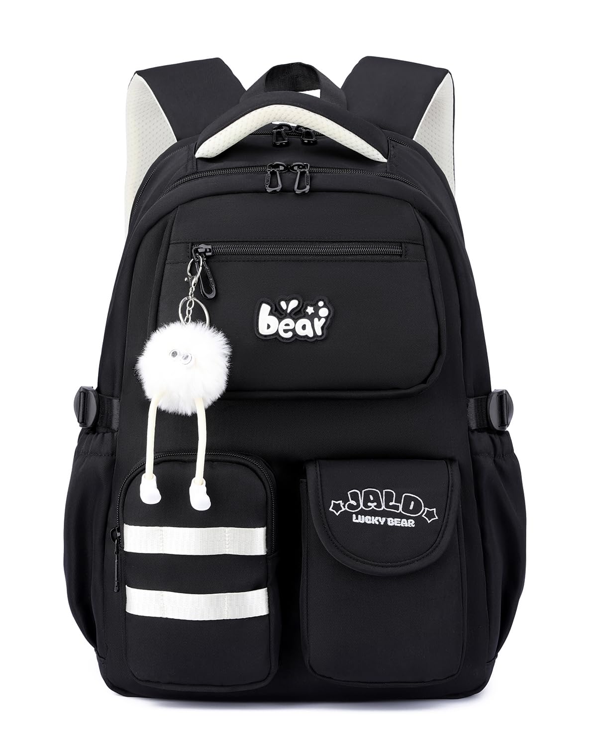 Amythe Sac à Dos Scolaire pour Filles Adolescentes, Cartable Fille Ergonomique Imperméable, Grand Sac D'école pour Primaire(CE2 CM1 CM2) Collège Lycée, 10-18 Ans -Noir