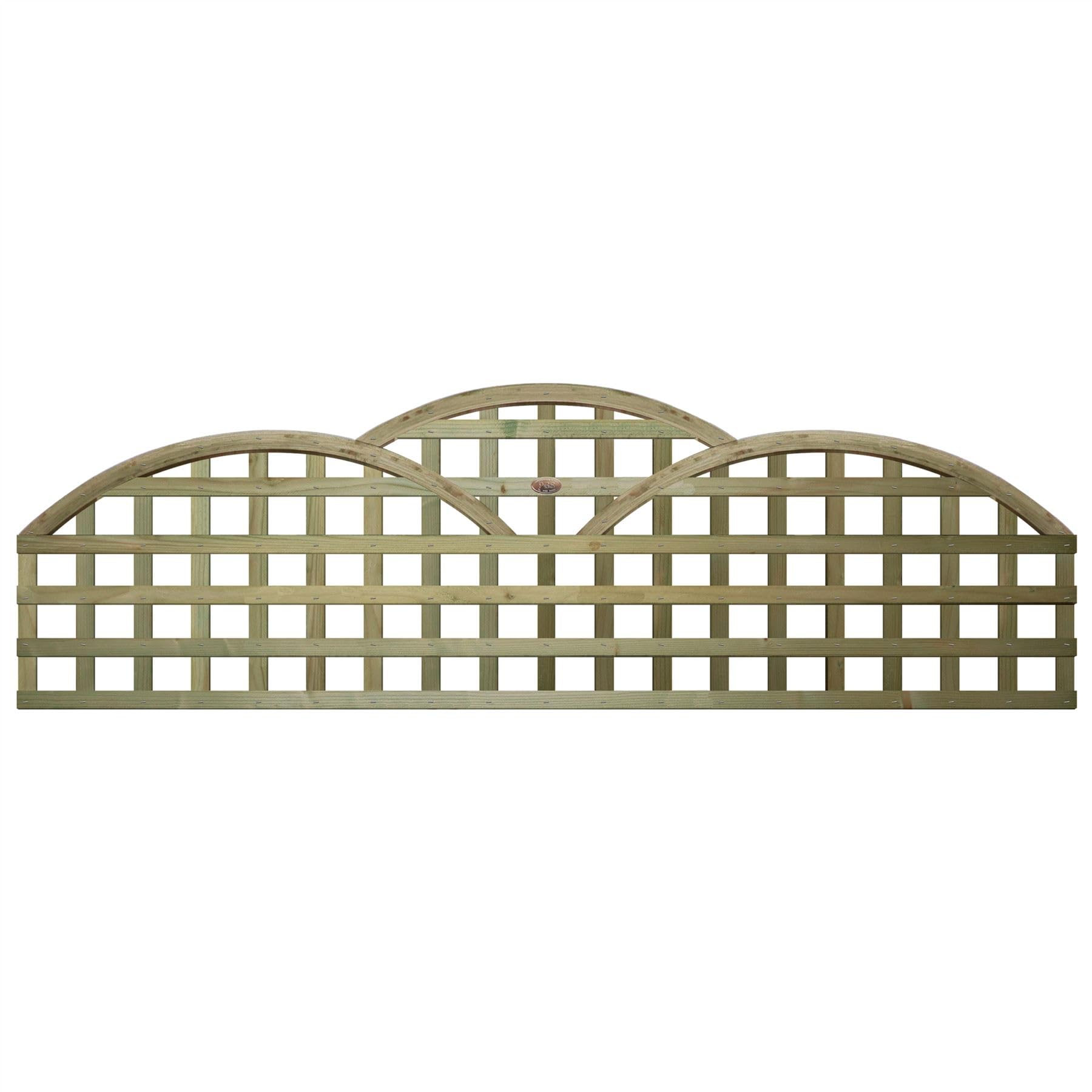 Premier Garden Supplies Pressure Treated (Tanalised) Privacy Arched Triple Dome Top, 6Ft X 1Ft Wooden Fence Panel Trellis Topper, Extender For Garden Fencing | Decorative Boundary Wall Lattice Extension (Wide: 182.8Cm X High: 56Cm)