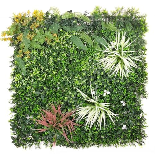 LOLAhome Jardín Vertical Artificial Estilo Mediterráneo | 1 m2: 1 Panel de 100x100 cm | 5 años protección UV | Realista y Elegante, Fácil instalación | para Interior y Exterior | Jardín Vertical