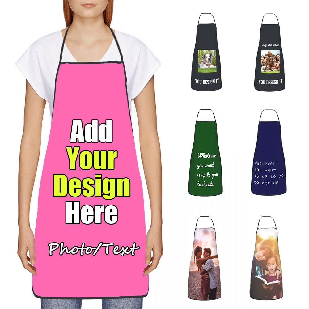 Asudfjgh Personalized Apron, Design Your Own Cooking Kitchen Apron, Upload Your Favorite Pictures Logo, Add any Name or Text