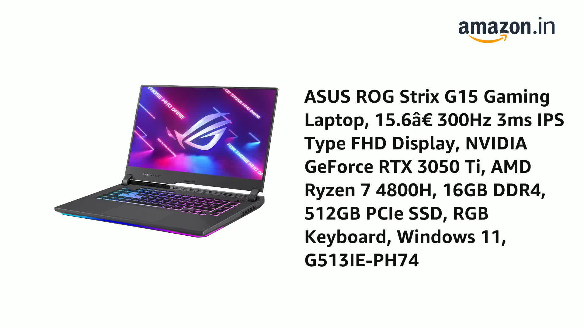 ASUS ROG Strix G15 Gaming Laptop, 15.6â€ 300Hz 3ms IPS Type FHD 