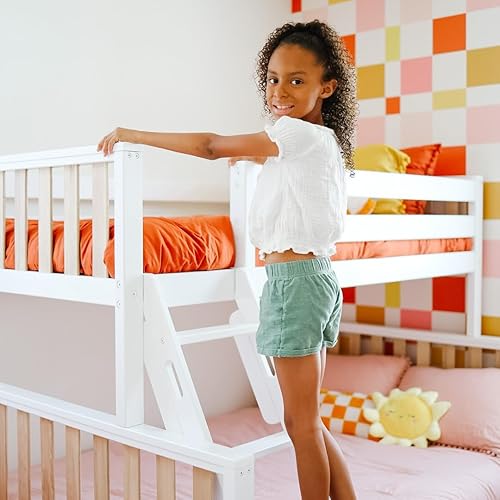 Miniatura 9 de Max  Lily Litera litera moderna escandinava marco de cama individual sobre matrimonial de madera maciza para niños no necesita somier color