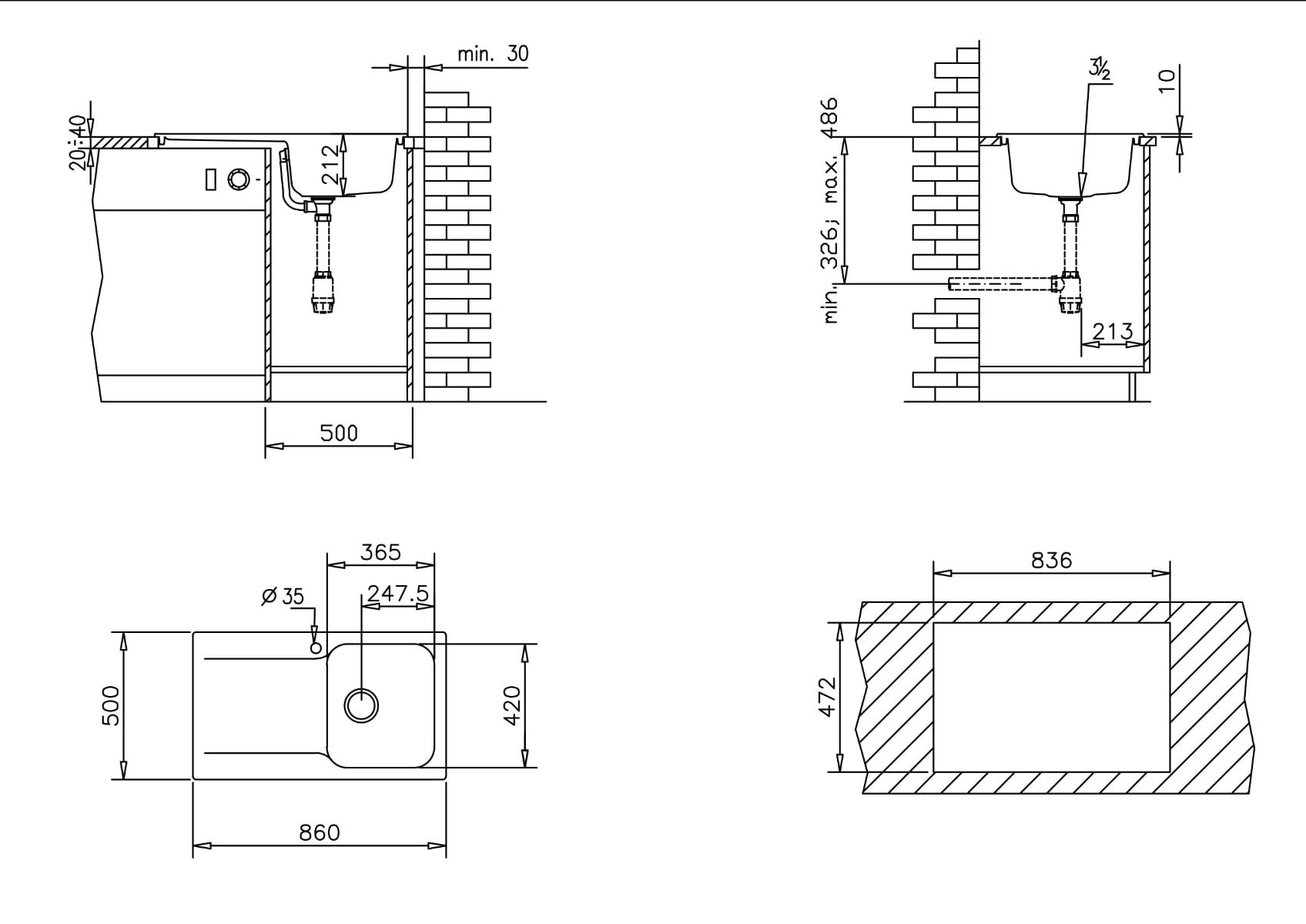 Essebagno 9014380 Gładki zlewozmywak dwustronny 1 zbiornik 1 ociekacz z żywicy szarej