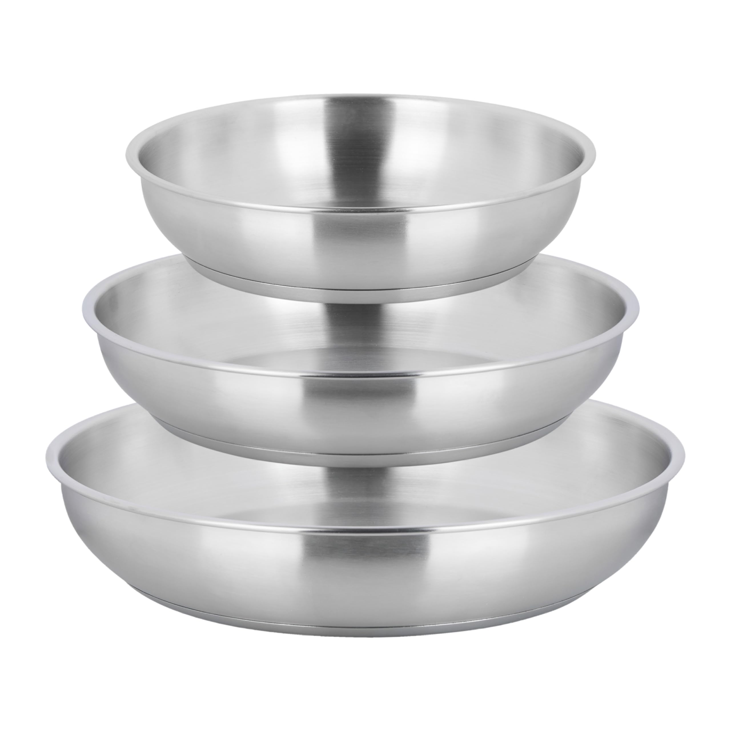 Sitram 716942 Lot de 3 Poêles 100% Acier Inoxydable ARPEGE Ø 20,24,28 cm Ext. Miroir - Cuisine saine car SANS Revêtement Anti-adhésif nocif - manche amovible SITRAMOVIBLE - Tous feux dont Induction