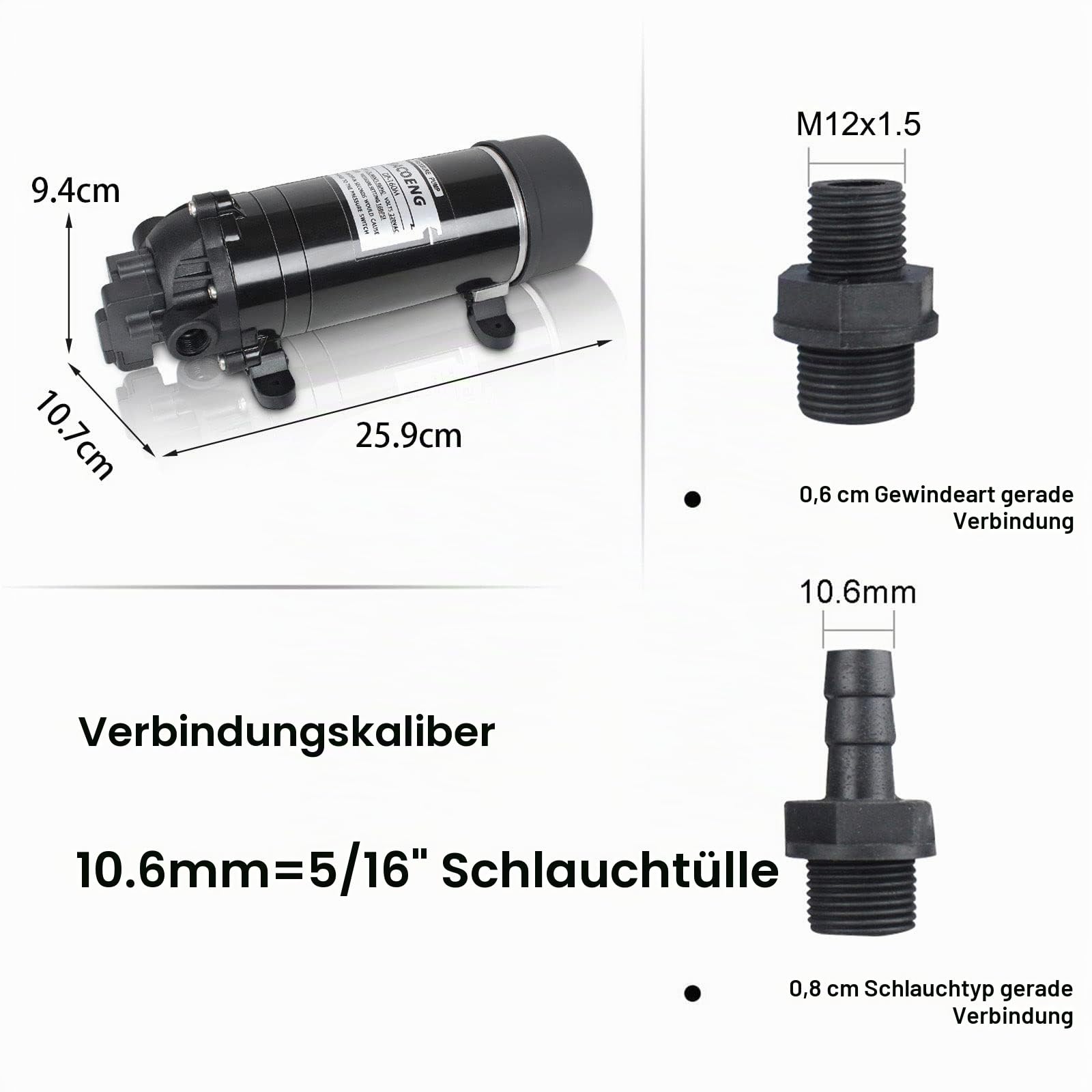 BACOENG AC220V 160 PSI Selbstansaugende Druckwasserpumpe Membranpumpe Trinkwasserpumpe 5.5 Ltr./Min