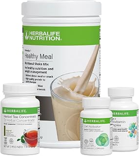 HERBALIFE Quickstart Cookies 'n Cream Kit: Formula 1 Nutritional Shake Mix, Formula 2 Multivitamin Complex, Formula 3 Cell Activator, Herbal Tea Concentrate Boosts Metabolism