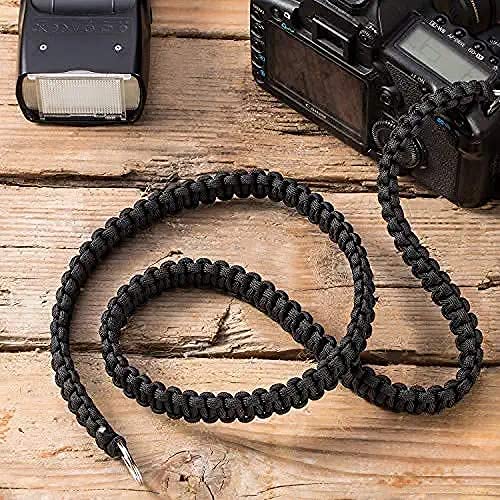 Image of Black Beauty Shoulder Camera Strap Durable Paracord 550LB Camcorder Shoulder Neck Vintage Camcorder Belt for Canon Nikon Sony Olympus SLR DSLR Cameras (Black)
