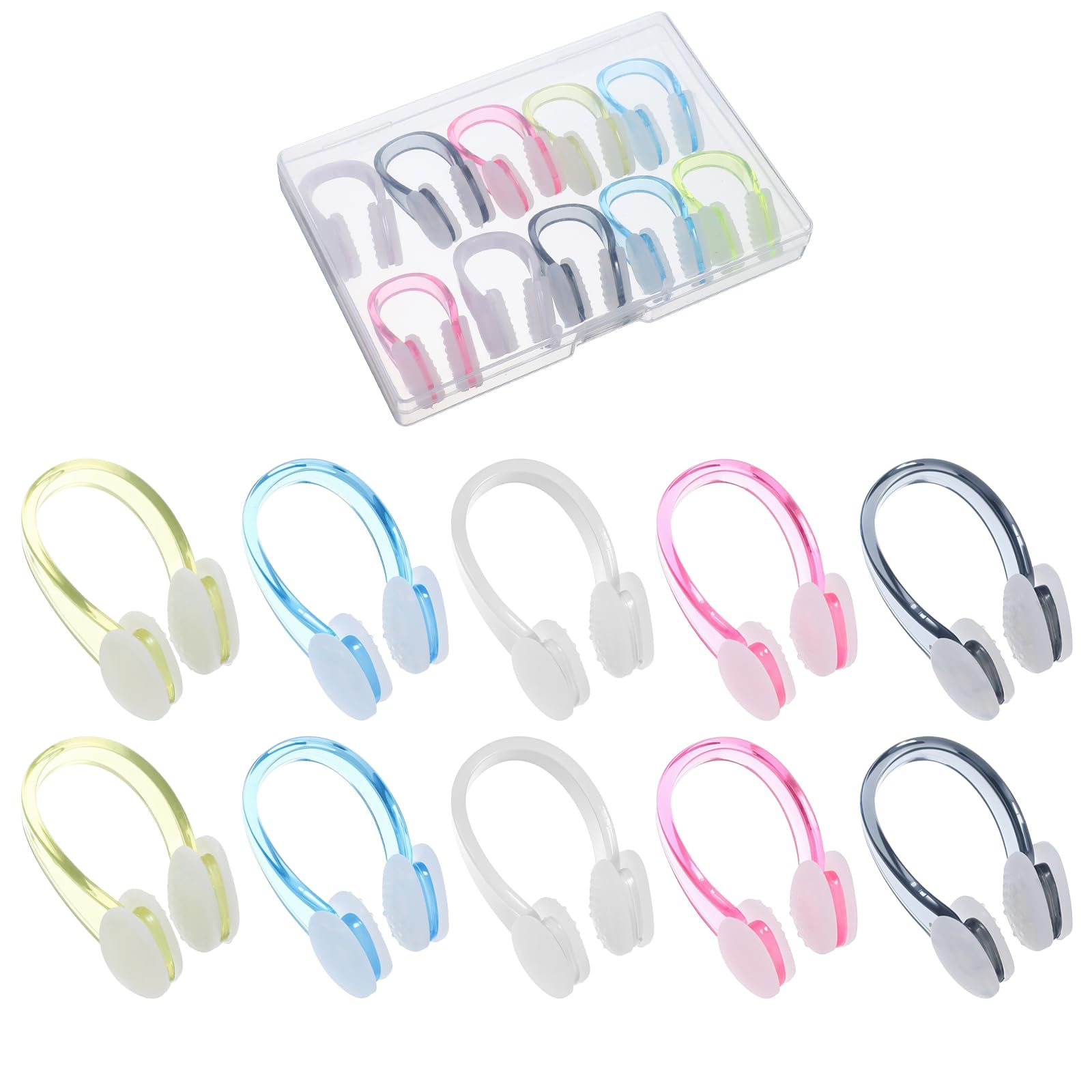 Noses Plugs for Swimming 12 Packs Swim Nose Plugs for Kids Adults Waterproof Pool Nose Clip Multi-Color Noses Clip for Diving Swimming and Other Water Sports with Storage Box