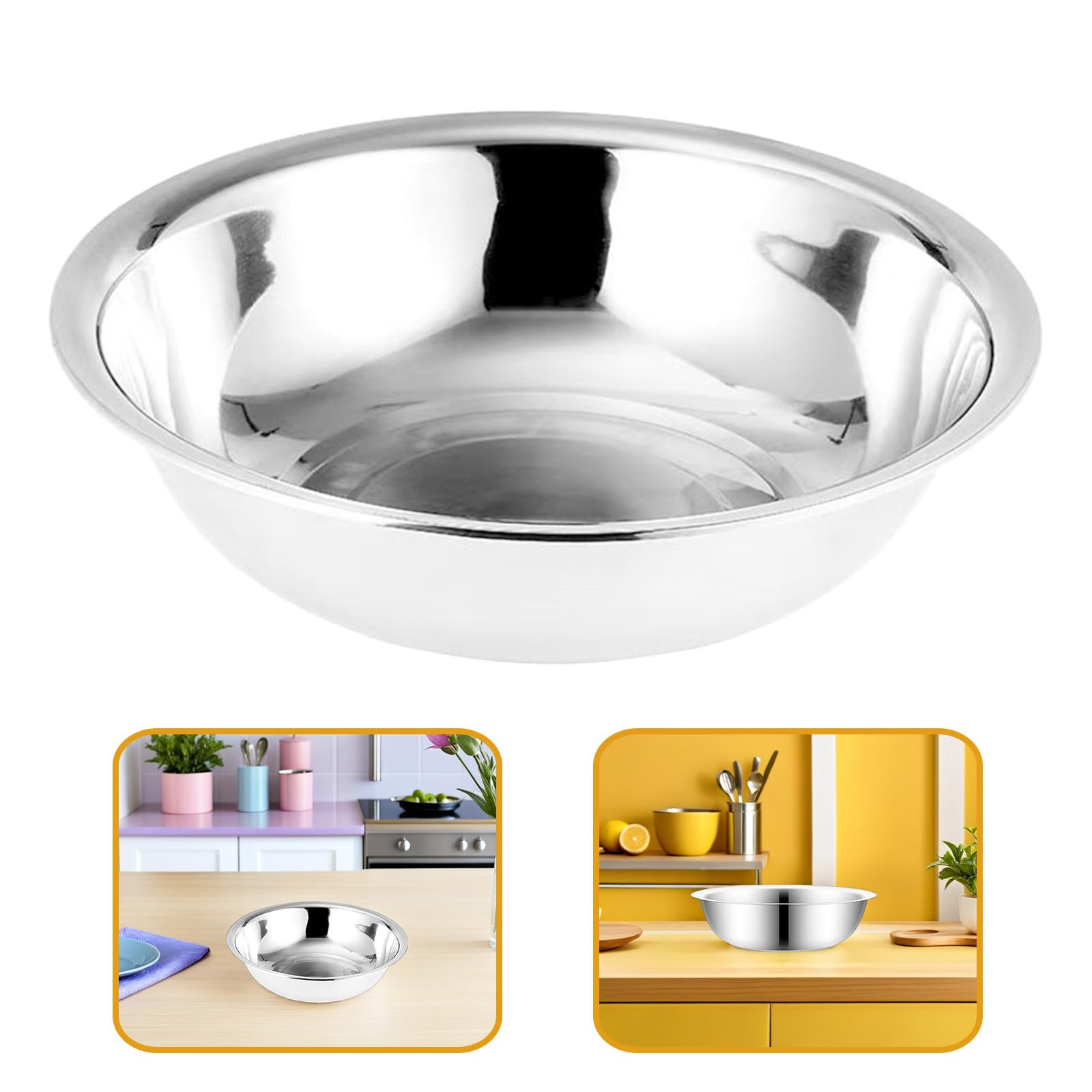 Uonlytech Ciotola in Acciaio Inox Grande per Lavare Verdure e Mescolare Impasti Vasca Spessa 36 CM per Uso Domestico Cucina