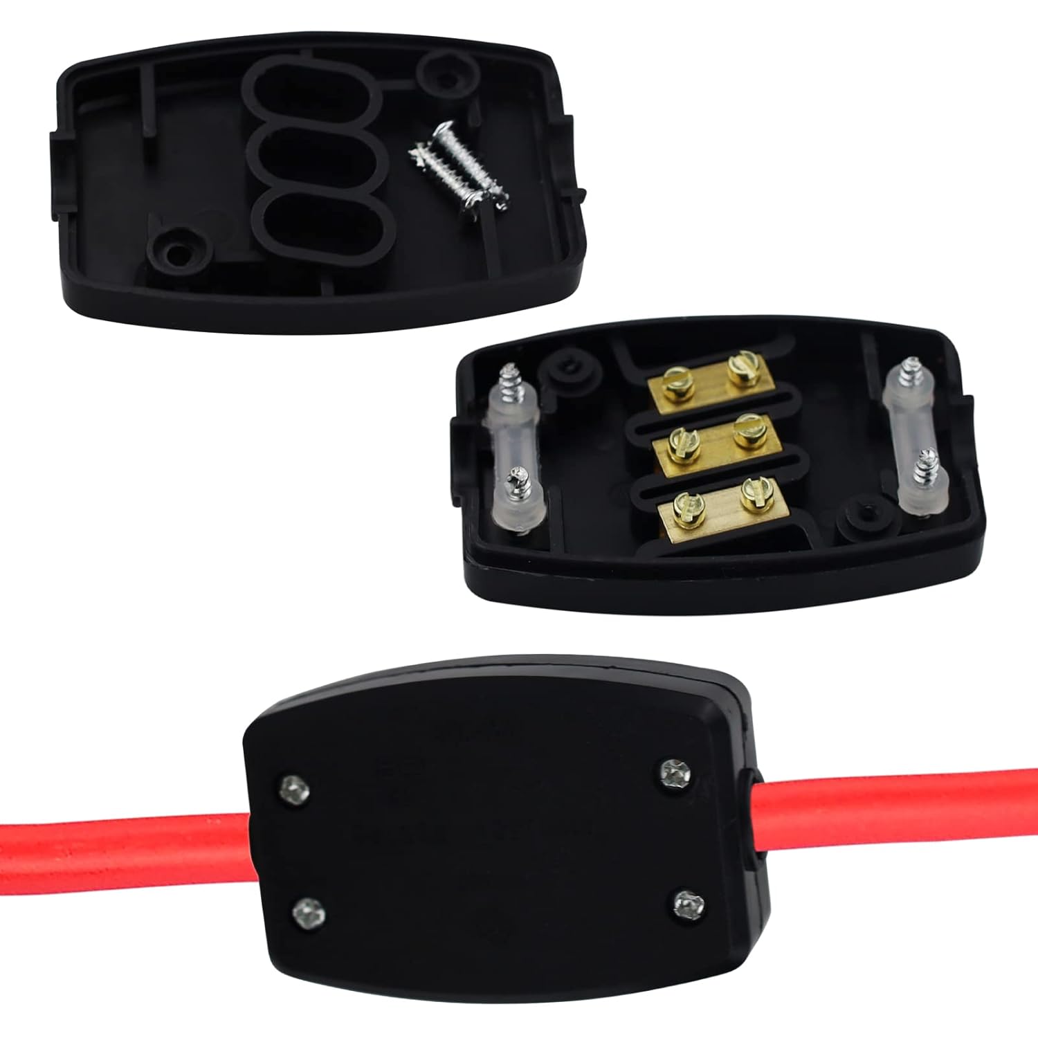 2 PCS 3 Terminal Electrical Junction Box Flex Connector Black 250v 13Amp Cable Joiner Box Flex