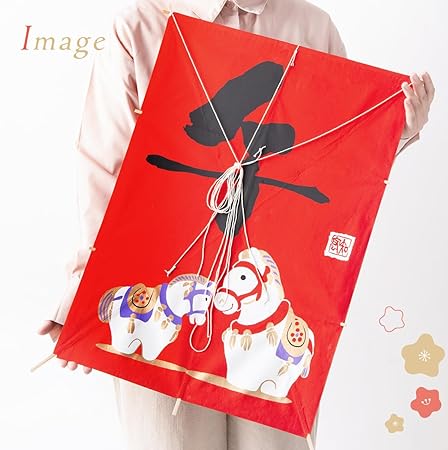 お正月飾り 赤い 凧 たこ 特大 角凧 和紙 2026年 干支 午年 馬 うま - 画像 (6)