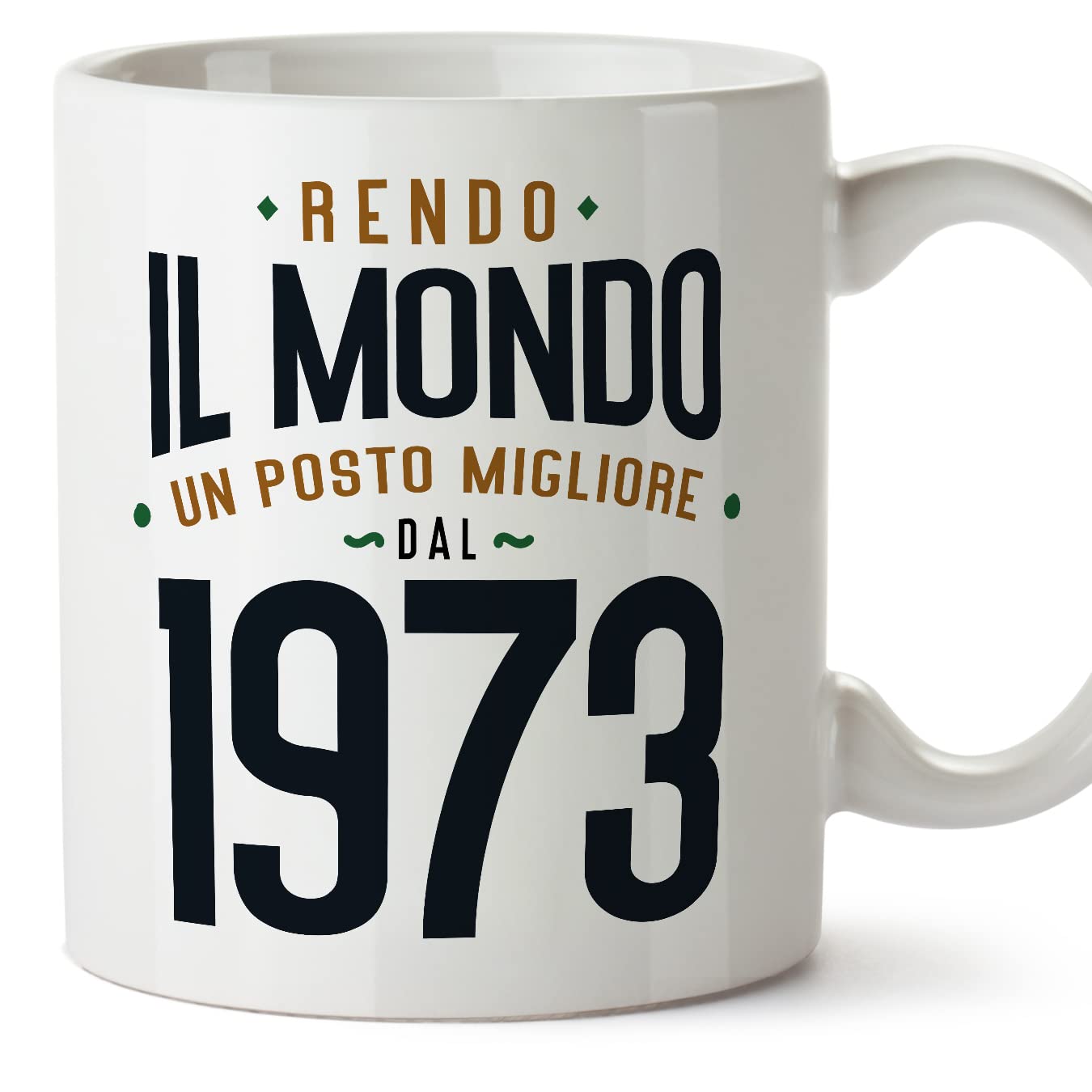 MUGFFINS 1973 Birthday Mug - in Italian - Rendo il Mondo un Posto Migliore - Funny Anniversary Present - 11 oz