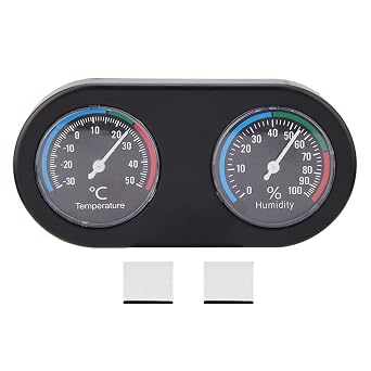 Reptile Thermometer Hygrometer, Mini Round Shape Dual Dial Thermometer and Humidity Gauge for Reptile Lizard Tortoise Spider Pet Rearing Box
