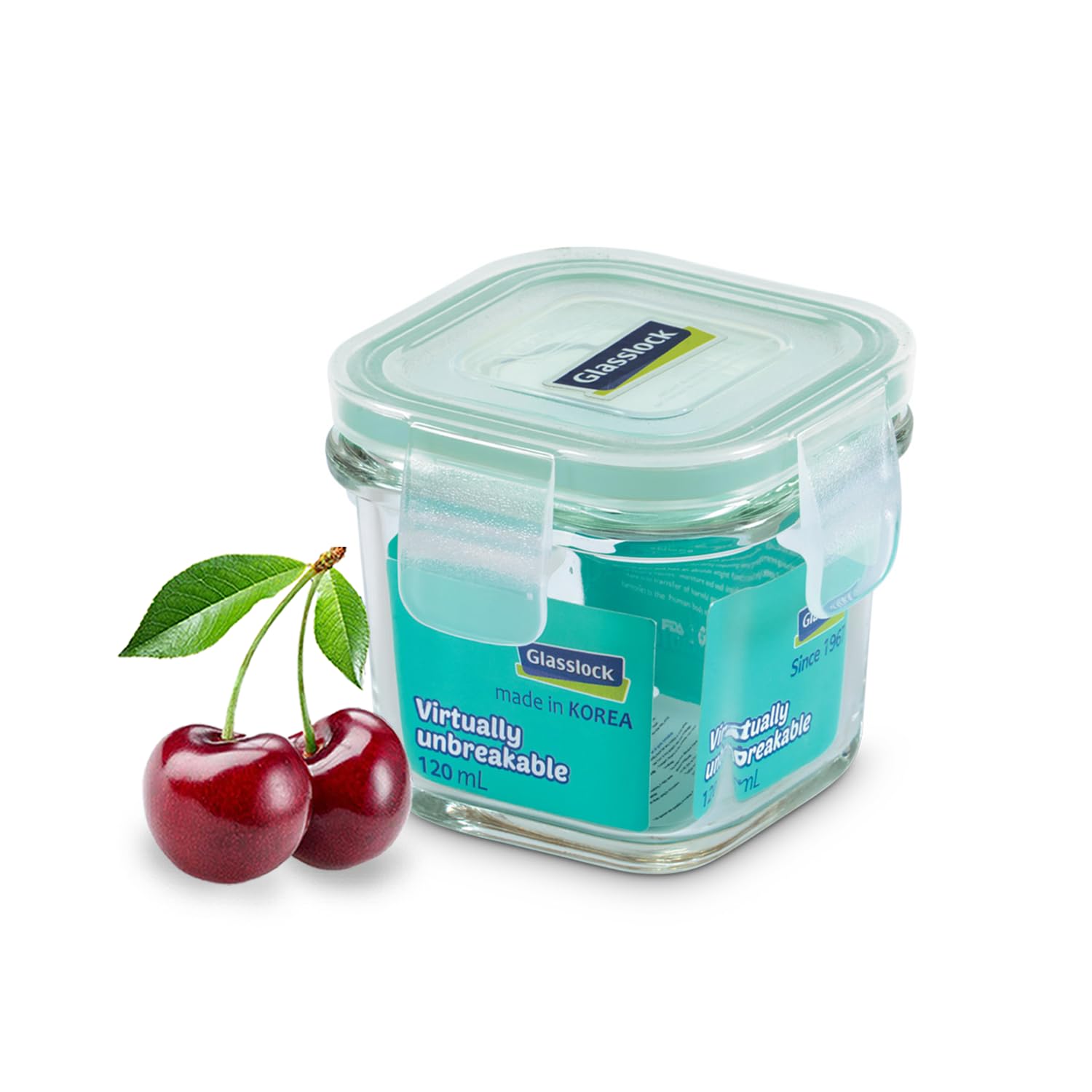 Korea Tempered Glass Storage Containers with Lid - Classic 120ml Square - Airtight Food Storage Kitchen Container - Office Lunch Tiffin Box/Bowl, Microwave/Dishwasher/Fridge/Freezer Safe