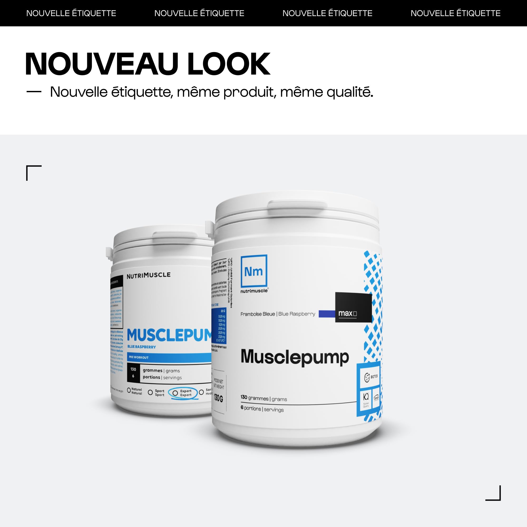 Nutrimuscle Pré-workout Musclepump 300 g Framboise Bleue | Pré-Workout mix BCAA, Arginine, Citrulline, Beta-Alanine - Congestion Musculaire - Booster Puissant - Musculation - Sport