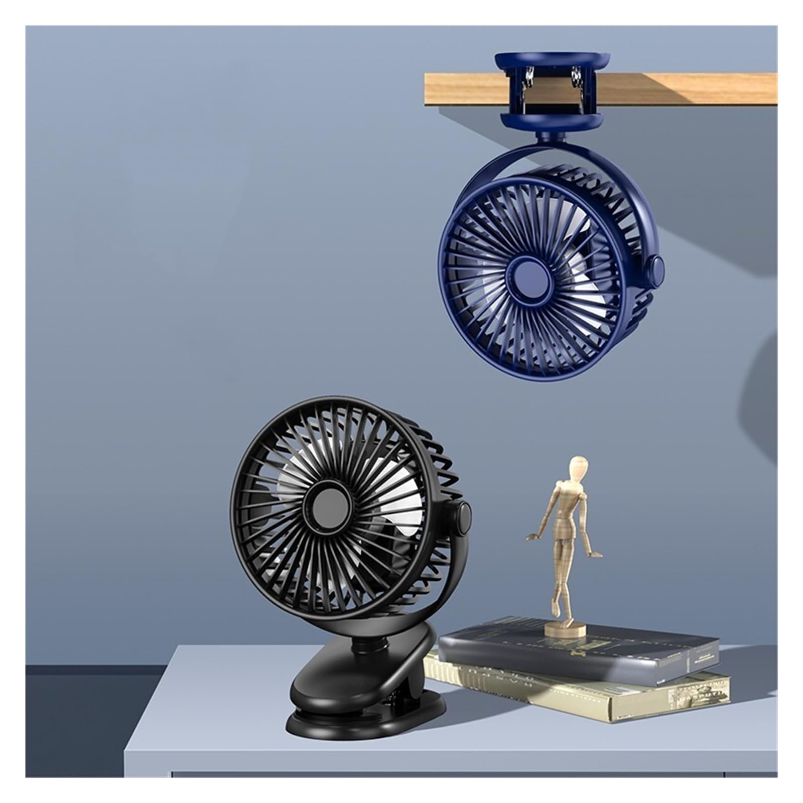 Ventilatore, Ventilatore a Clip con Rotazione a 360° Ventilatore da Tavolo a Vento(Blue)