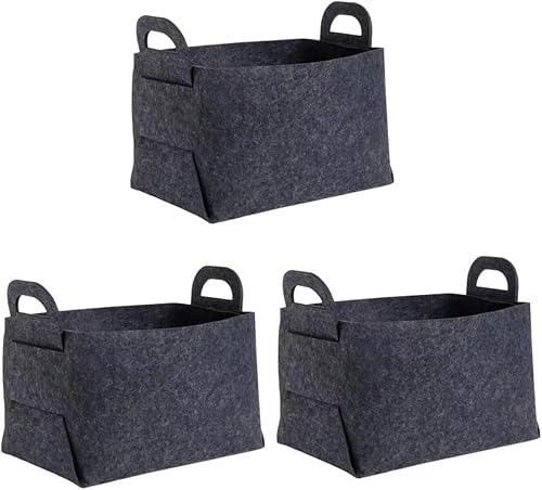 Holibanna Cestas de almacenamiento de juguetes 3 unids dormitorios dormitorio habitación negro cesta sala de estar negruzco plegable Noir Bote para