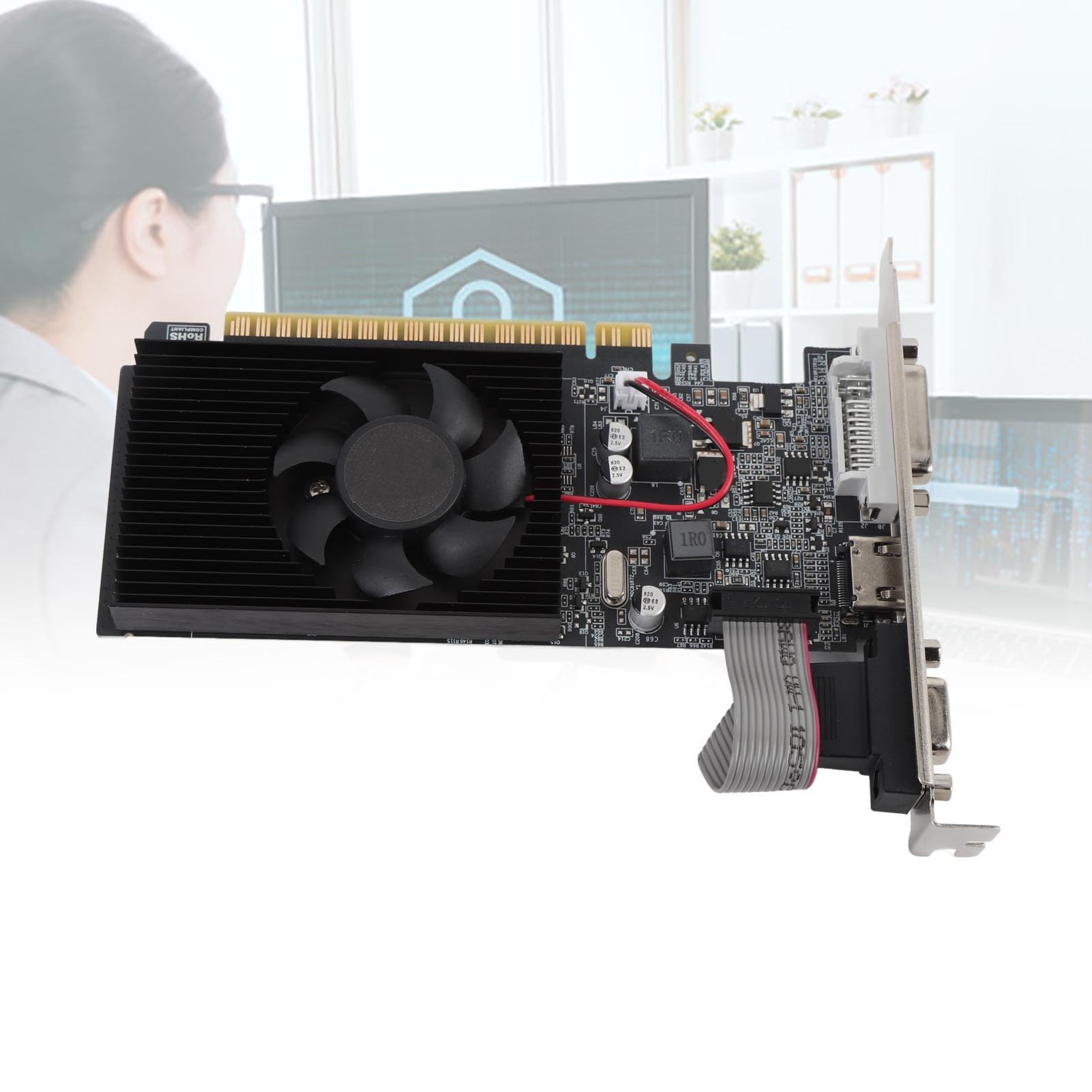 Asixxsix Karta Graficzna, 2 GB Pamięci Wideo DDR3 PCI Express 2.0 X16 Karta Graficzna do Gier, do Komputera PC z Wieloma Portami Wyświetlacza VGA DVI HD Gier Stacjonarnych