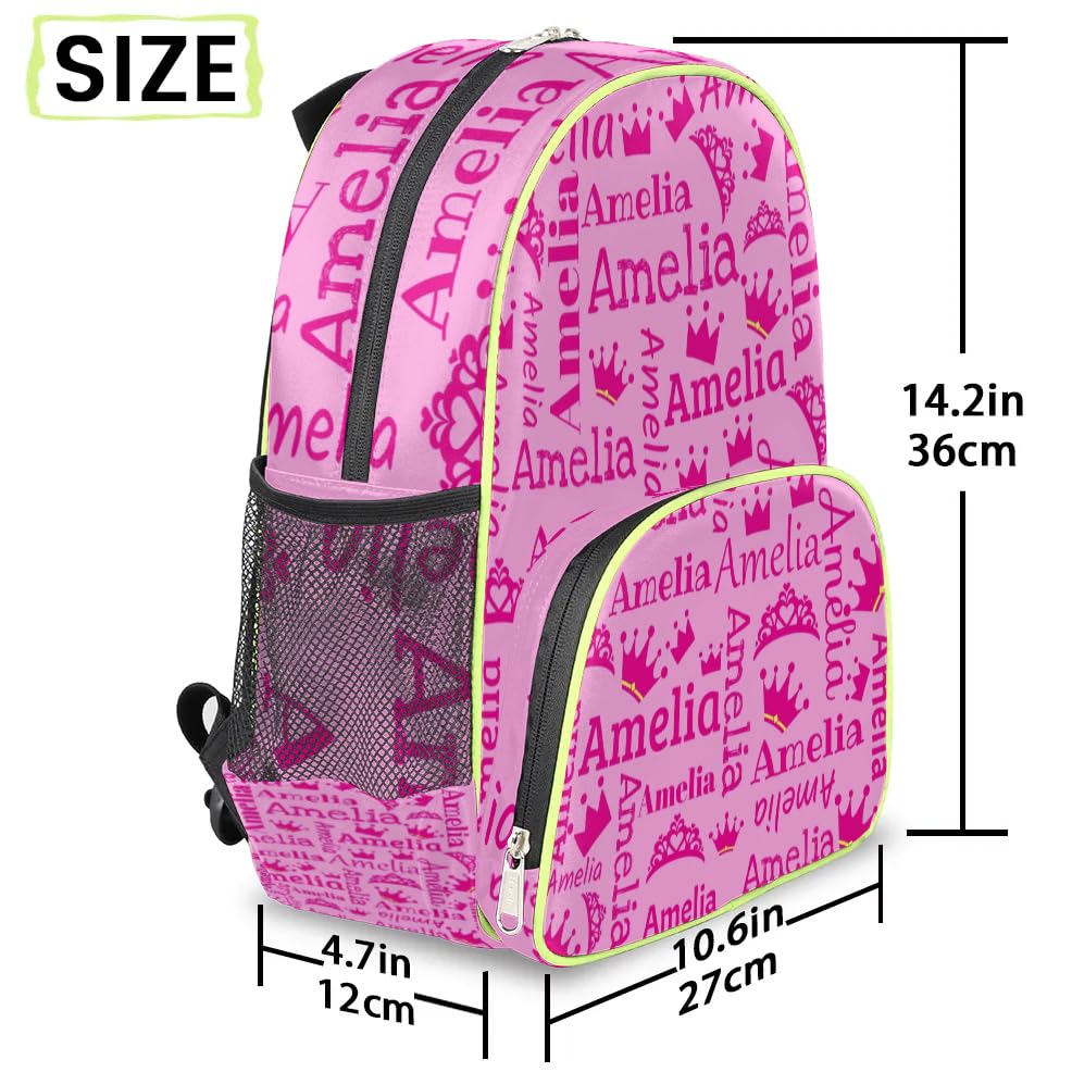 Personalized Toddler Kids Backpack, Custom Mini Backpacks for Preschool, Schoolbag for 1-6 Years Boys Girls Cute Crown Pink Pattern3