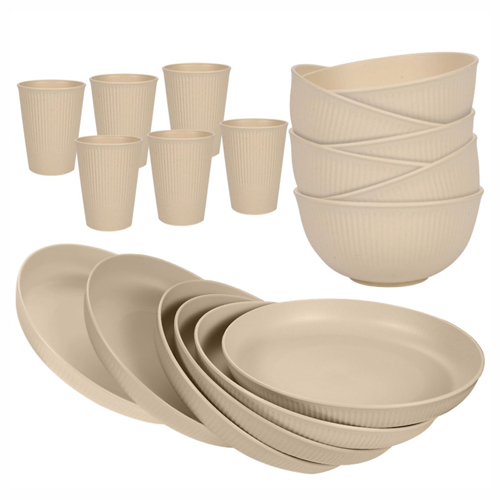 Plates and Bowls Set 18 Pcs Reusable Unbreakable Dinner Sets for 6 People