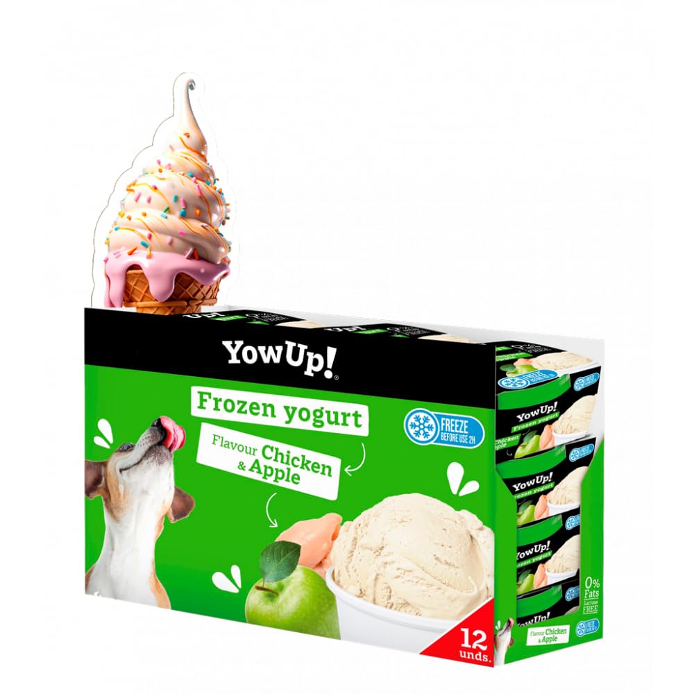 YowUp! Helado para Perros Sabor Pollo Manzana 12 Unidades. Snack Natural y Saludable | Sin Lactosa, Chuche para Perro, Golosinas para Perro - para Cachorros y Perros Adultos
