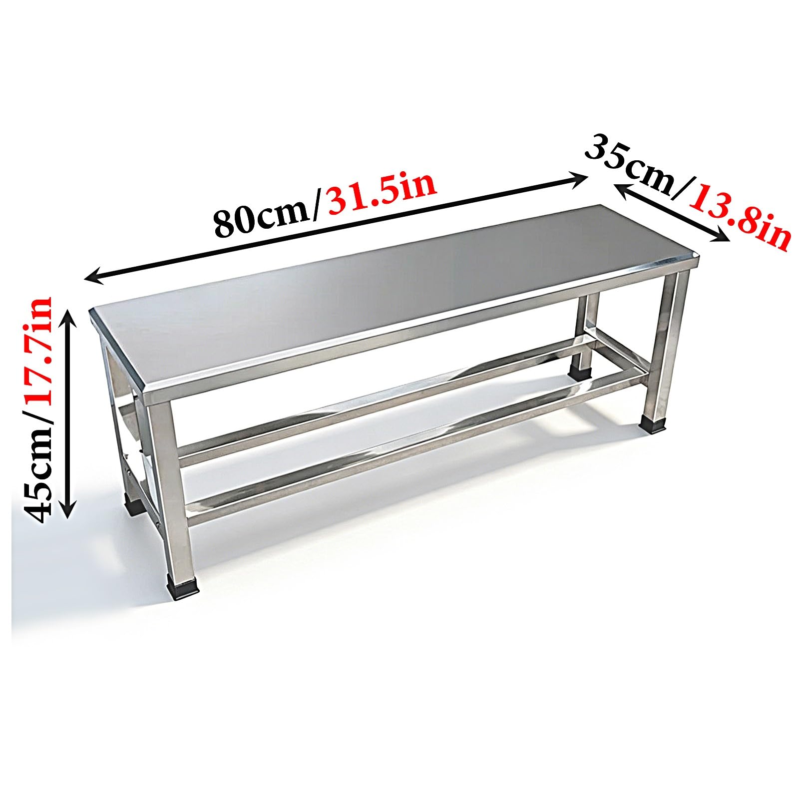 Panchina da Esterno in Acciaio Inox 304 Panchina da Giardino 2 Posti Resistenti Alle Intemperie Portata Massima 250kg per Casa Parco Ospedale Cambiarsi le Scarpe(80x35x45cm/31.5x13.8x17.7in)