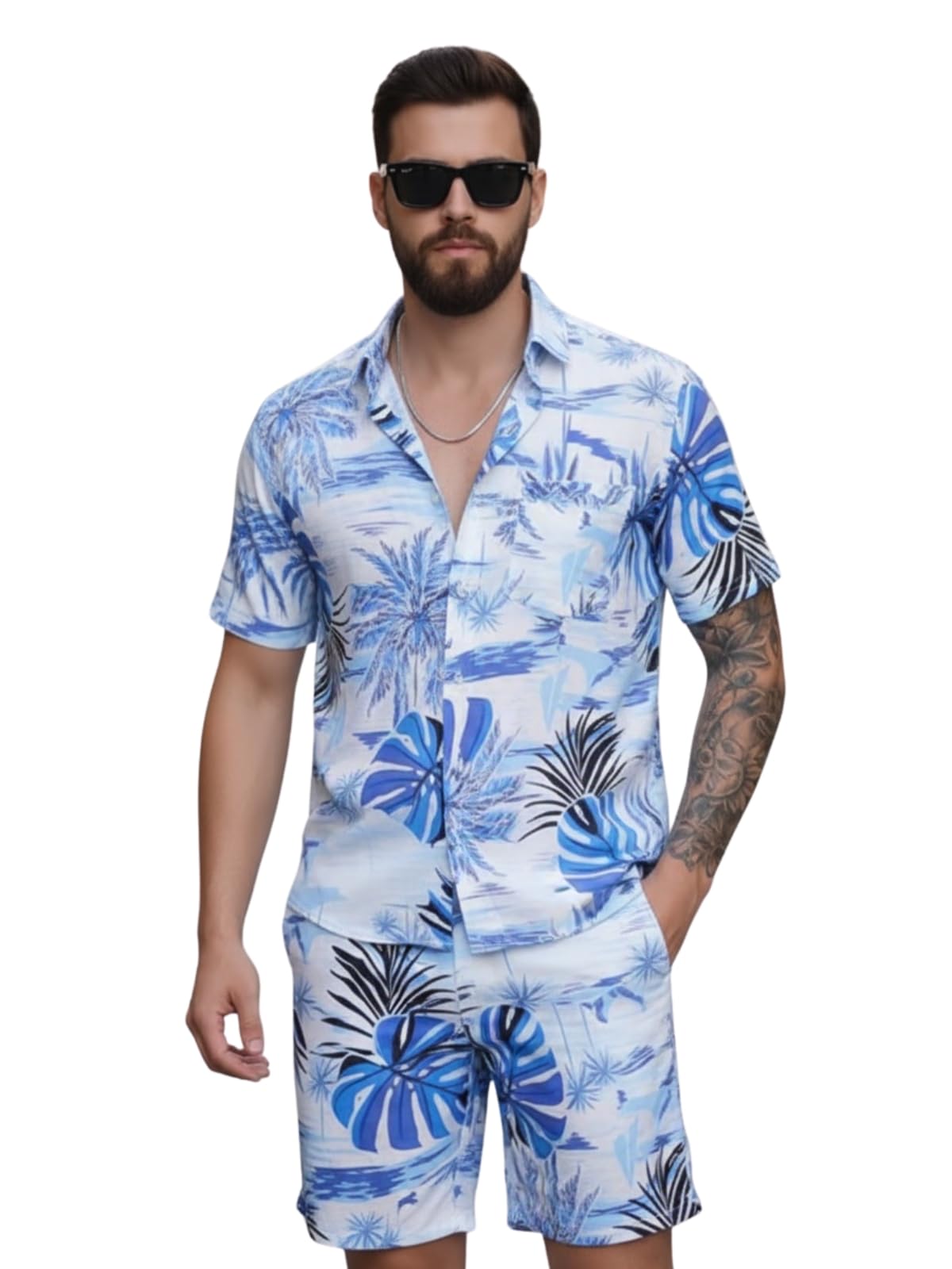 greciilooks Co Ord Set for Men | Trendy Night Dress for Boys | T-Shirt and Shorts Combo for Lounge | Stylish Summer and Travel Wear | Men's Matching Two-Piece for Vacation-picture-48