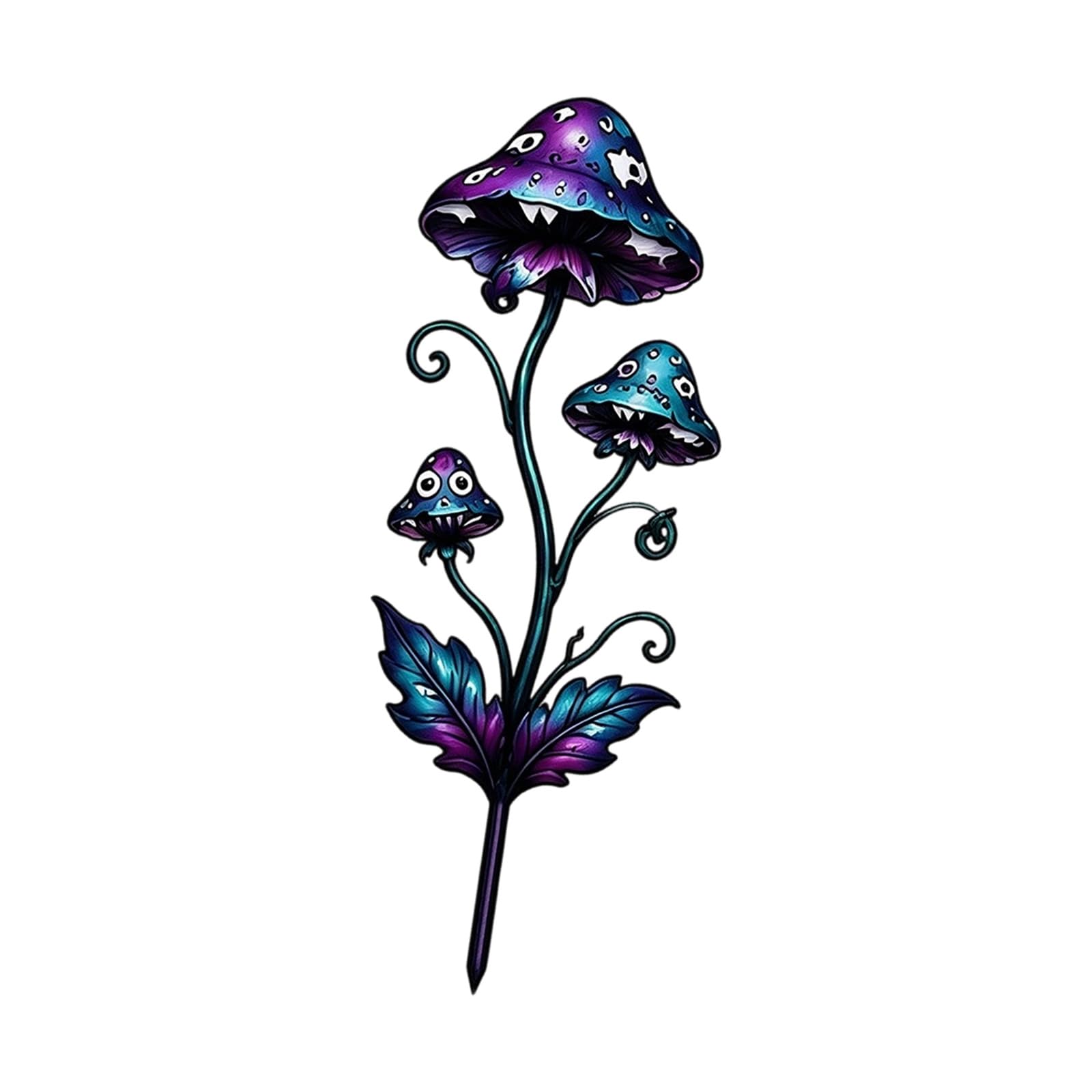 Coolhood Mushroom Metal Yard Accent Stake For Patio Containers And Garden Beds, Decorative Garden Ornament With Easy Soil Placement Metal Stake Decor Flower Container Accent Yard Ornament Flower Bed Patio Container