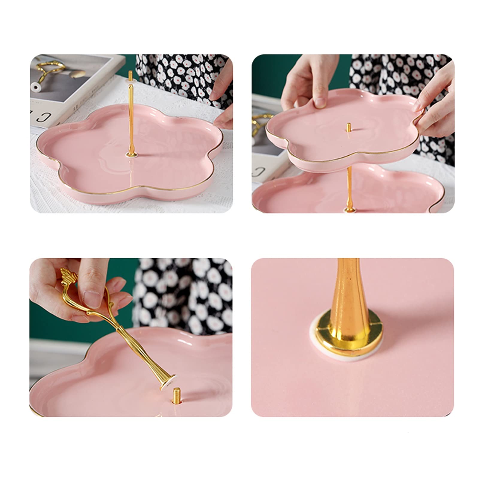 Soporte para Pasteles de cerámica, Mesa de postres Multicapa, Expositor de Cupcakes Desmontable, Plato para Pasteles de Frutas para el té de la Tarde, Soporte para Pasteles de Boda, Torre para cupcak