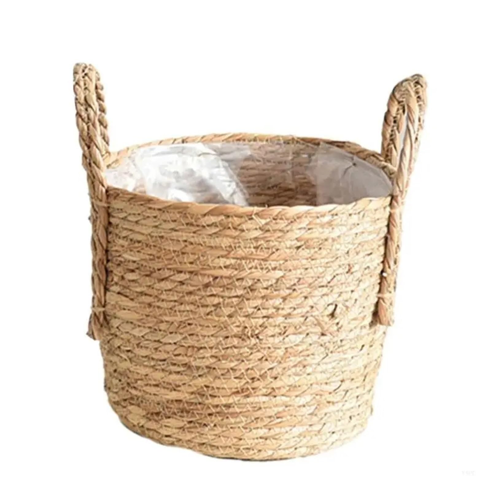 LuoAXINN Woven Straw Flower Pot Wicker Plant Basket with Handles Flowerpot Planter Woven Rattan Pot Straw Grocery Storage