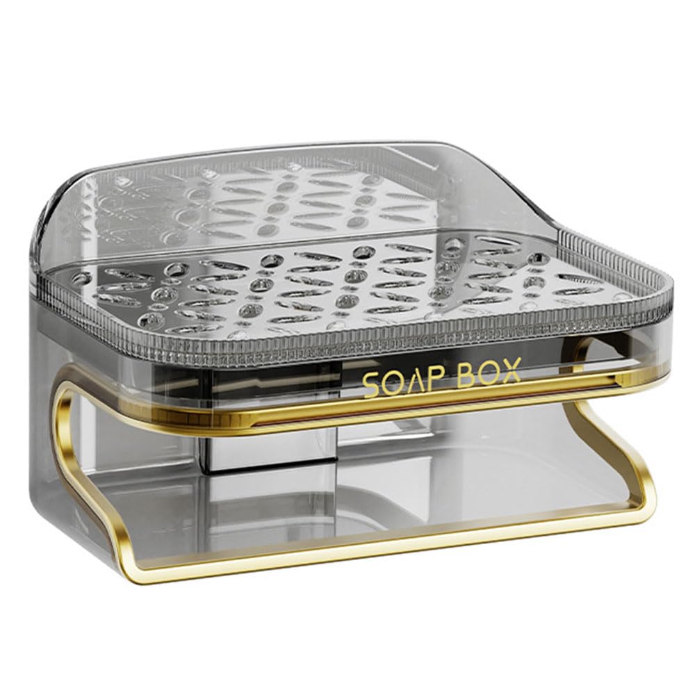 AugenblickSoap Holder with Drainage, Plastic Self Adhesive Wall Mount Bar Dish Holder for Bathroom Shower