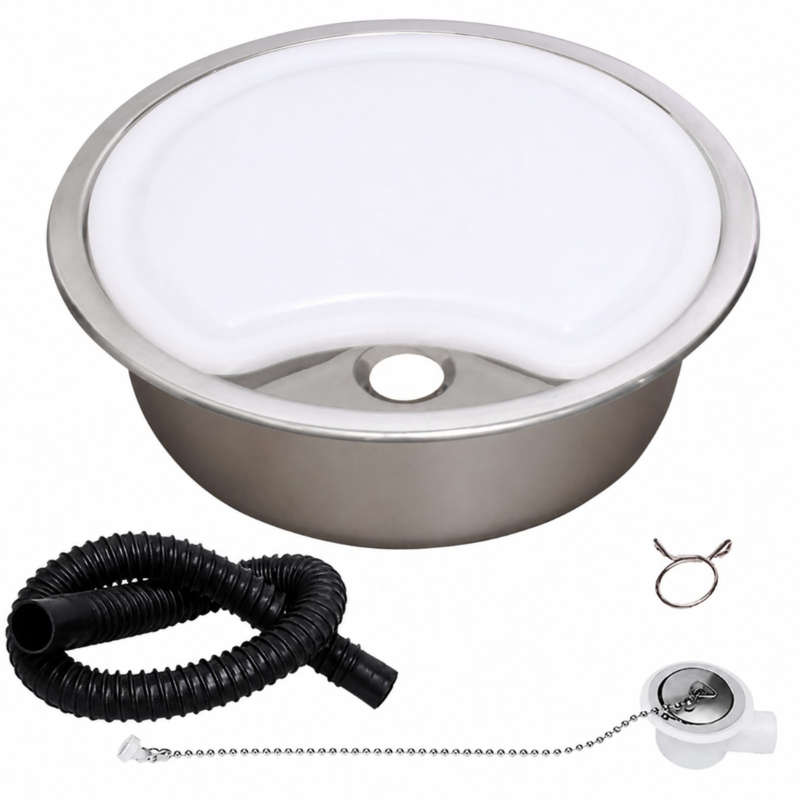 Fregaro Acero Inoxidable Morno | Empotrable, lavabo Acero Inoxidable con Tapón, para autocaravana, Autocaravana, Casa Móvil