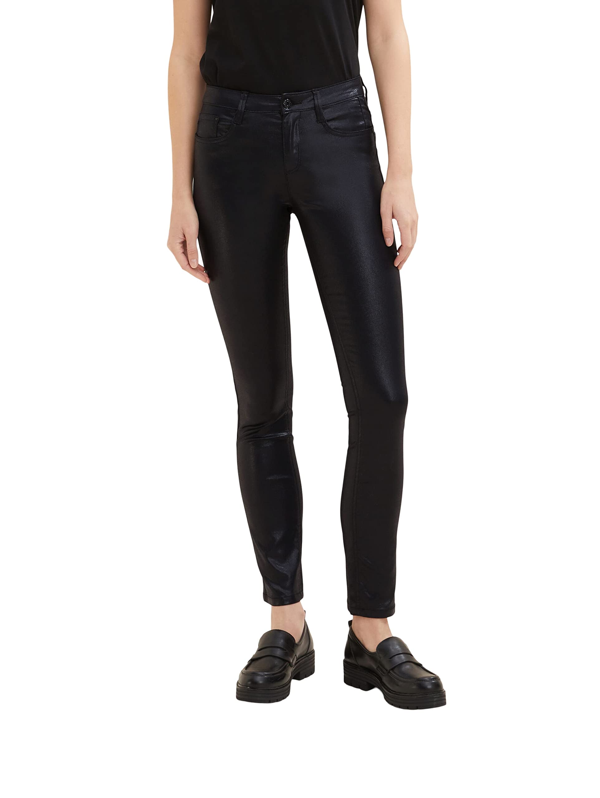 TOM TAILOR Ladies Alexa Slim Jeans Coated 1034226, 14482 - Deep Black, 30W / 30L