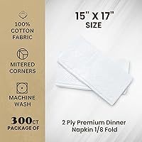 Vista 2 de Servilleta de cena premium de 2 capas 1/8 de pliegue (paquete de 300 unidades) 15 x 17 pulgadas
