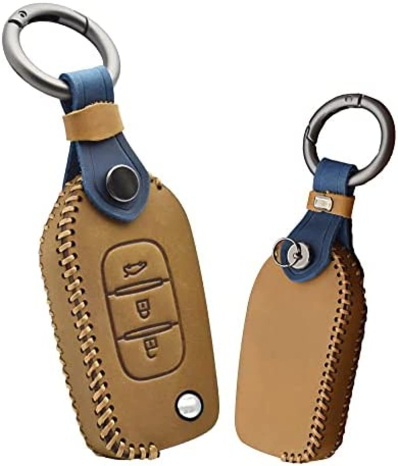 SAIQIAN Flip Key Cover Su-itable For Re-nault Sa-ndero St-epway Lo-gan C-lio Ar-kana Ca-ptur K-adjar Leather Key Case Key Fob Car Key Case Brown