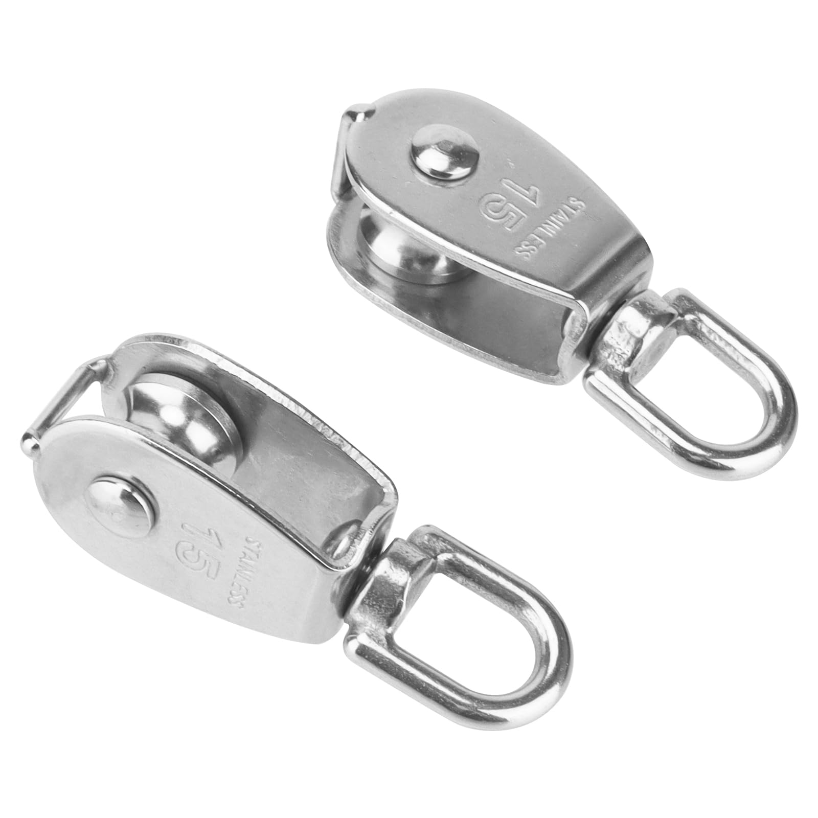 Lot de 10 poulie en acier inoxydable m15, petite poulie pour corde, poulie de renvoi pour treuil cable, charge maximale : 35 kg