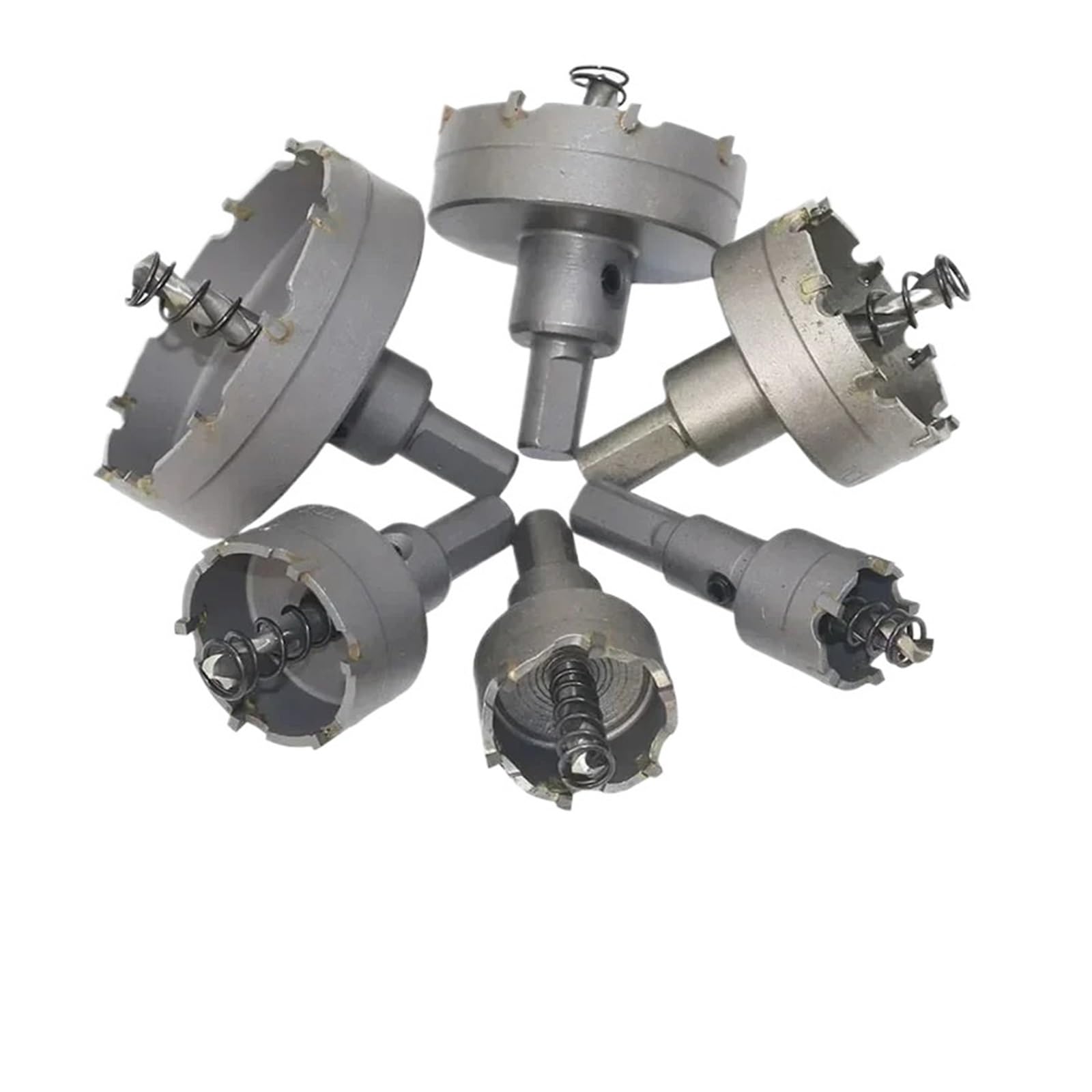 Juego De 6 Brocas De Corona De Carburo De 22 Mm/30 Mm/35 Mm/45 Mm/50 Mm/65 Mm For Taladrar Metales De Aleación De Acero Inoxidable