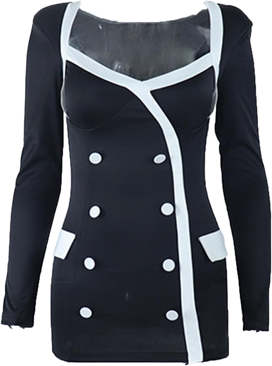 Women's Colorblock Long Sleeve Elegant Maxi Dress Deep V Neck Cocktail Pencil Dress Formal Button Blazers Suit Dress