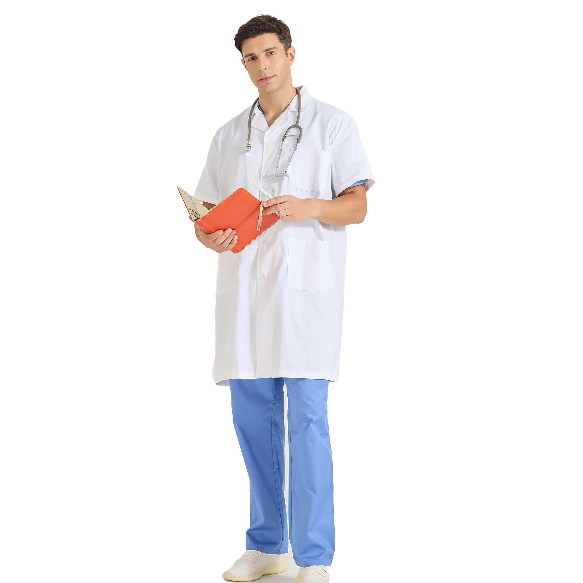 MISEMIYA Bata Laboratorio Unisex Blanca Medico Hombre