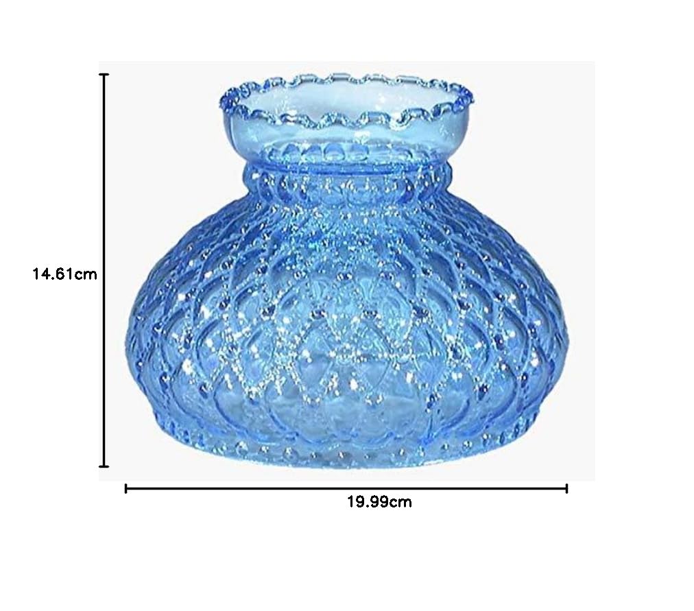 B&P Lamp Light Blue Glass Lamp Shade with Diamond Quilted Pattern
