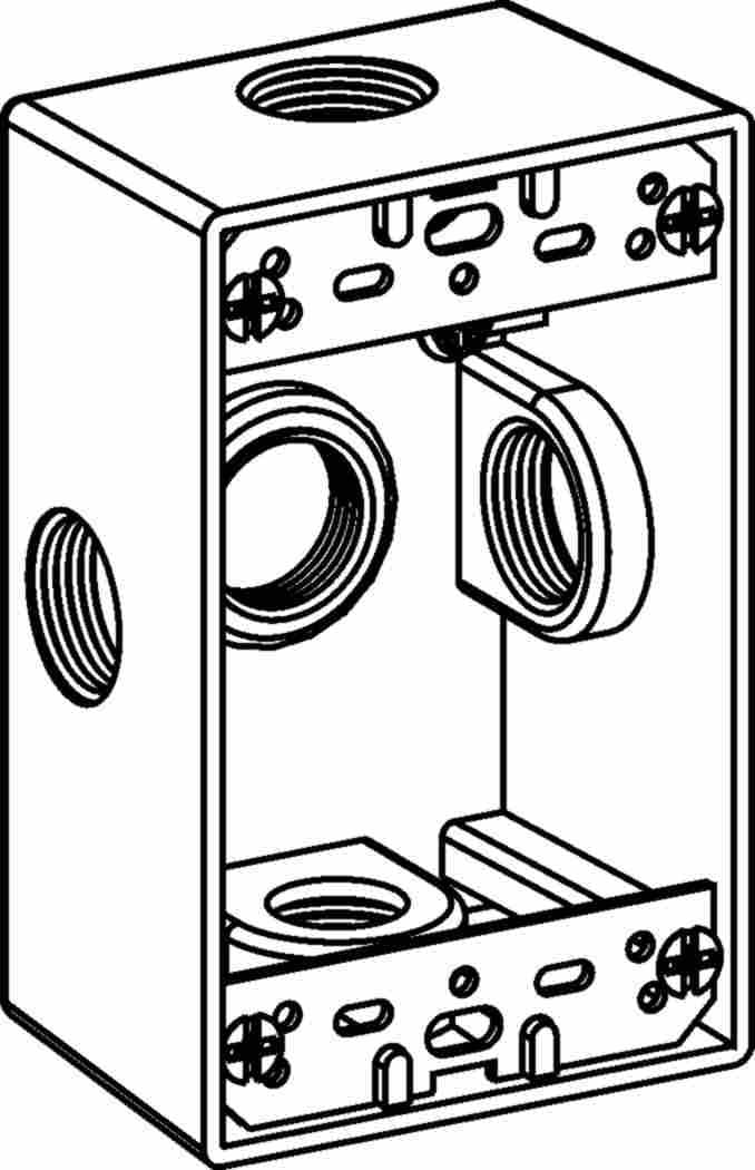 Orbit 1DB75-5X Electric Box, 2 5/8" Deep 5 Outlets w/3/4" Hole Size X-Configuration Weatherproof - 1-Gang - Gray