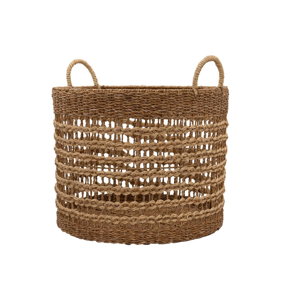 Arthur Cameron Brown - Dhepa Handwoven Seagrass Basket – Woven Storage Basket With Decorative Circular Design Perfect For Living Room, Bedroom, Bathroom & More (Large)