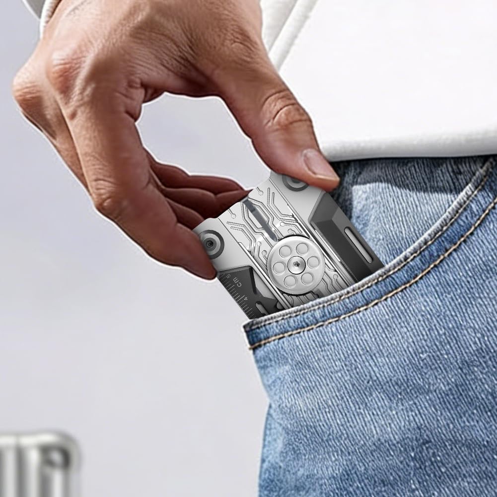 20 in 1 Faltbares Multitool Kreditkarte Edelstahl Werkzeugkarte mit Zange,Messer,Flaschenöffner Kompaktes EDC Zubehör für Männer,Outdoor,Reise & Überleben