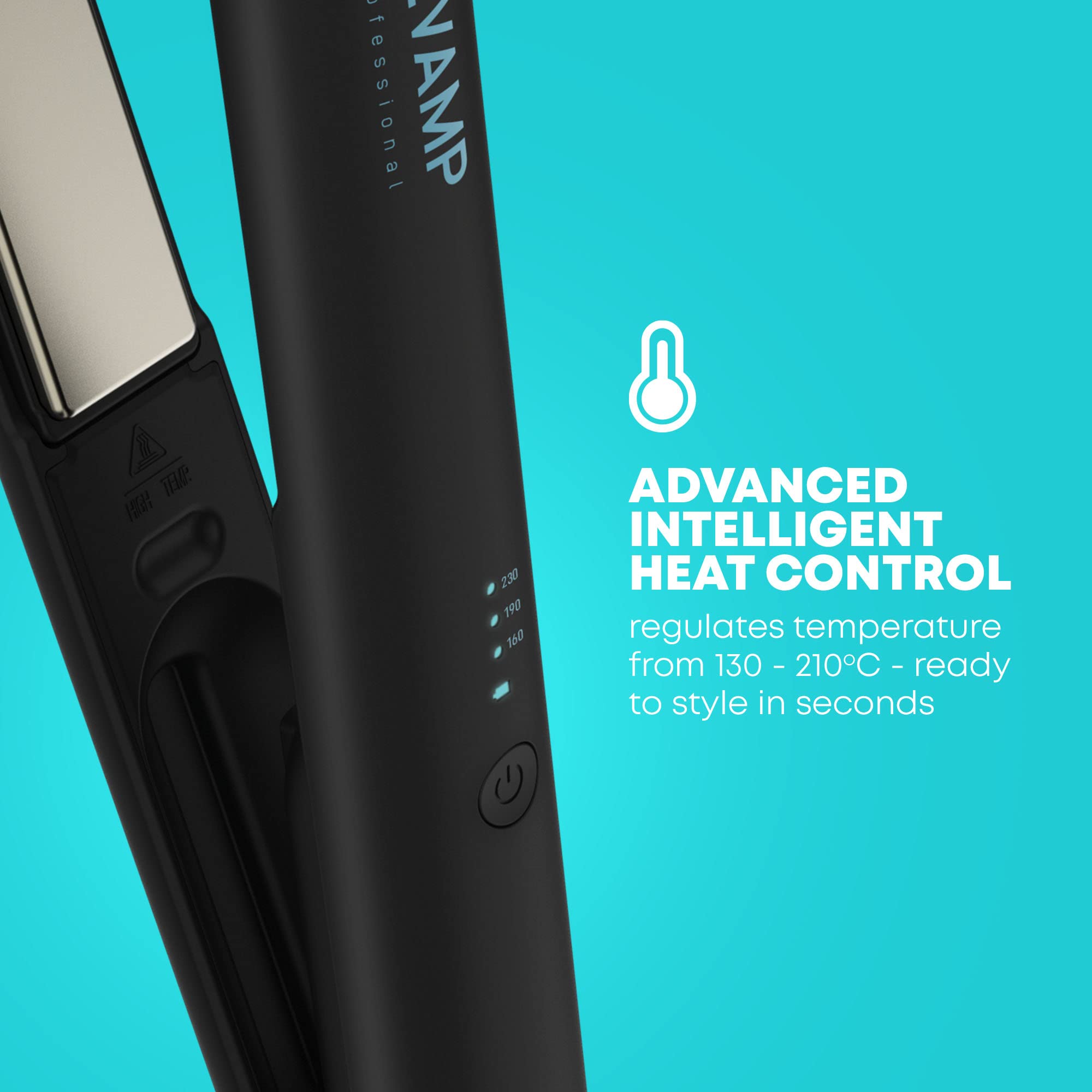 REVAMP iGen Plancha de Pelo Inalámbrica de Cerámica - Recargable | Ideal para Viaje, Modo Seguro para Vuelos, Portátil, para Alisar, Rizar y Ondular